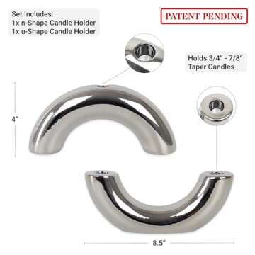 AERLO Ceramic Candle Holder Set - Decorative Candle Stick Candle Holders - Modern Decor for Dining Table, Living Room Coffee Table, or Shelf - Minimalist Candelabra for 3 Taper Candles (Silver)