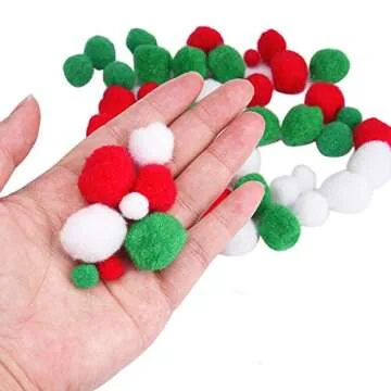 Livder Christmas Pom Poms - 400 pieces for Holiday Crafts