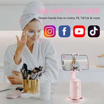 Auto Face Tracking Tripod, No App, 360° Rotation Face Body Phone Camera Mount Gesture Control, Smar...