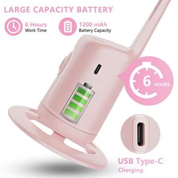 Auto Face Tracking Tripod, No App, 360° Rotation Face Body Phone Camera Mount Gesture Control, Smart Shooting Holder with 3000mAh Rechargeable Battery for Vlog, Streaming, Tiktok Trend Items (Pink)