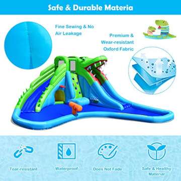 Costzon Inflatable Water Slide, 19x17FT Mega Waterslide Park for Kids Backyard Family with Double Slide, 780w Blower, Climbing, Blow up Water Slides Inflatables for Kids and Adults Outdoor Party Gifts