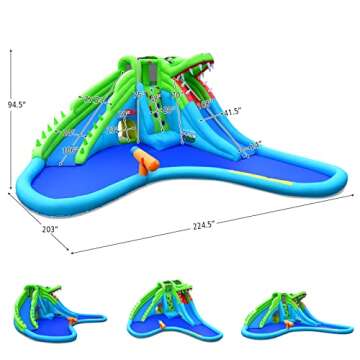 Costzon Inflatable Water Slide, 19x17FT Mega Waterslide Park for Kids Backyard Family with Double Slide, 780w Blower, Climbing, Blow up Water Slides Inflatables for Kids and Adults Outdoor Party Gifts
