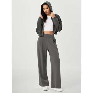 ODODOS Modal Soft Wide Leg Pants for Women High Waist Casual Relaxed Pants with Pockets, 29" Inseam, Charcoal, Small