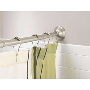Moen Brushed Nickel 54-Inch to 72-Inch Adjustable Length Fixed Mount Single Curved Shower Rod, Bathr...