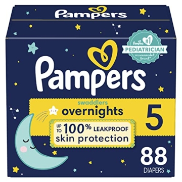 Pampers Swaddlers Overnight Diapers - Size 5, 88 Count, Disposable Baby Diapers, Night Time Skin Pro...