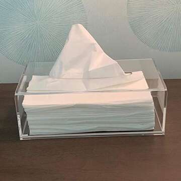 HIIMIEI Acrylic Tissue Box Cover Clear Tissue Holder Napkin Dispenser for Home Office Restaurant