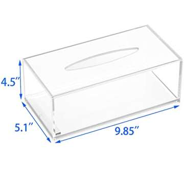 HIIMIEI Acrylic Tissue Box Cover Clear Tissue Holder Napkin Dispenser for Home Office Restaurant