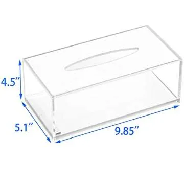 HIIMIEI Acrylic Tissue Box Cover Clear Tissue Holder Napkin Dispenser for Home Office Restaurant