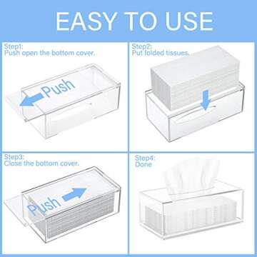 HIIMIEI Acrylic Tissue Box Cover Clear Tissue Holder Napkin Dispenser for Home Office Restaurant