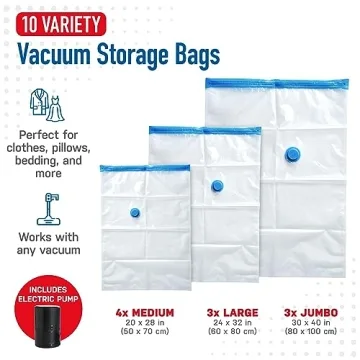 Spacesaver Vacuum Storage Bags with Electric Pump - 10 Pack