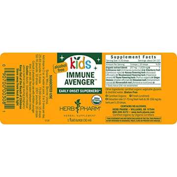 Herb Pharm Kids Certified-Organic Immune Avenger Formula, 1 Ounce and Mullein Garlic Ear Oil, 1 Fl Oz