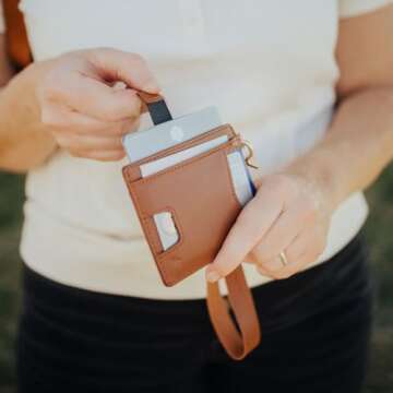 Andar The Denner Beautiful Premium Slim Card Holder RFID Blocking Card Holder Wrislet Wallet for Women (Cognac Tan)