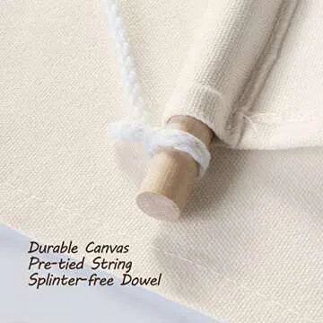 Anley Blank Wall Canvas Banners - Blank Fabric Badge & Wooden Dowel & Pre-tied String - Decorative DIY Plaque, Display for Indoors, Baby Shower, Wedding, Graduation (2Pcs)