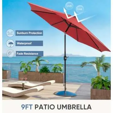 DUMOS 9FT Outdoor Patio Umbrella for Shade and UV Protection