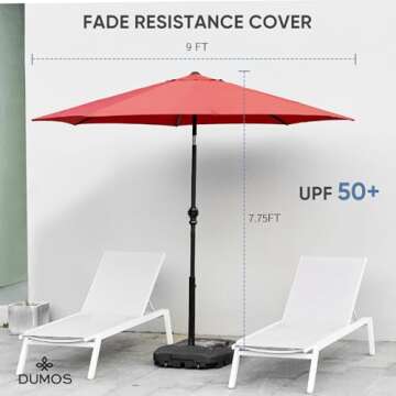 DUMOS 9FT Outdoor Patio Umbrella for Shade and UV Protection