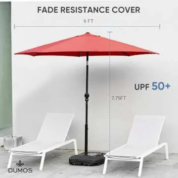 DUMOS 9FT Outdoor Patio Umbrella for Shade and UV Protection