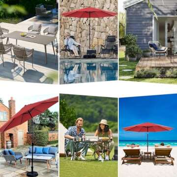 DUMOS 9FT Outdoor Patio Umbrella for Shade and UV Protection
