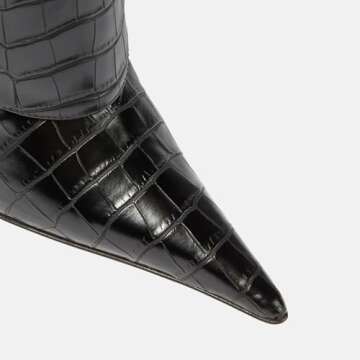 Vertundy Women's Fold Over Boots - Pointed Toe Stiletto Heel Slip On Knee High Boot Fashion Sexy Dress Boot Lady