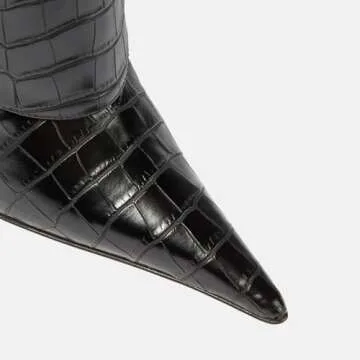 Vertundy Women's Fold Over Boots - Pointed Toe Stiletto Heel Slip On Knee High Boot Fashion Sexy Dress Boot Lady