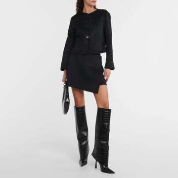 Vertundy Women's Fold Over Boots - Pointed Toe Stiletto Heel Slip On Knee High Boot Fashion Sexy Dress Boot Lady