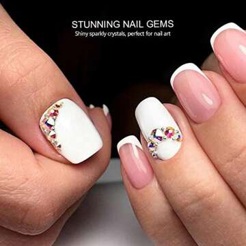 Nail Crystals, YGDZ 1728pcs Nail Art Rhinestone AB Nail Crystal Gems Stones for Nail Art Design Craft Decoration, 288pcs for Each Size (SS3 4 5 6 8 10) (Crystals AB)