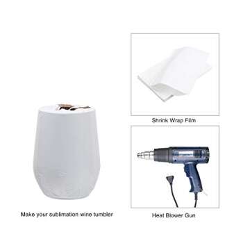 PYD Life Sublimation Blanks Wine Tumbler Cups White 12 OZ Stainless Steel Insulated Stemless Mugs with Lid 6 Pack