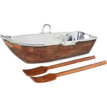 Godinger Boat Bowl with Salad Server - Elegant Design