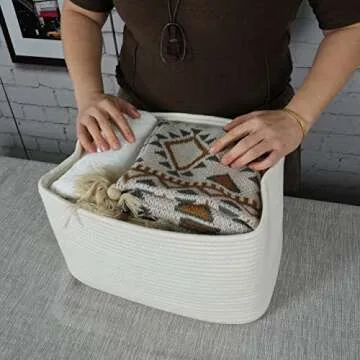 XUANGUO Cotton Rope Storage Baskets for Stylish Organizing