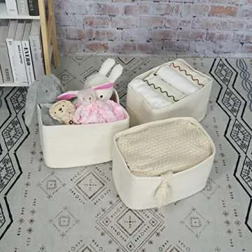 XUANGUO Cotton Rope Storage Baskets for Stylish Organizing
