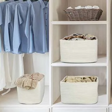 XUANGUO Cotton Rope Storage Baskets for Stylish Organizing