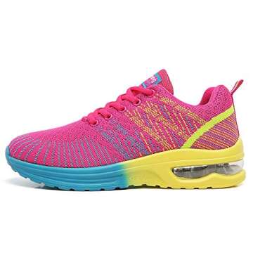 TSIODFO Trail Running Shoes for Women Breathable Gym Workout Sneakers Athletic Tennis Walking Shoes Fashion Sneaker Rose red Size 10
