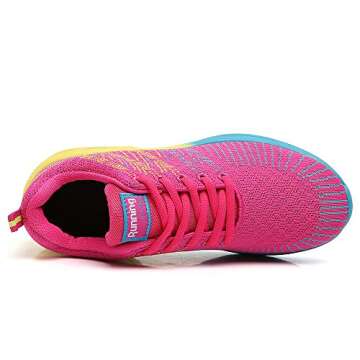 TSIODFO Trail Running Shoes for Women Breathable Gym Workout Sneakers Athletic Tennis Walking Shoes Fashion Sneaker Rose red Size 10