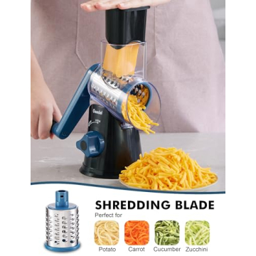 Geedel Rotary Cheese Grater & Slicer - 3 Blades
