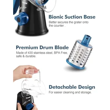 Geedel Rotary Cheese Grater & Slicer - 3 Blades