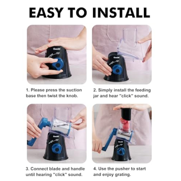 Geedel Rotary Cheese Grater & Slicer - 3 Blades