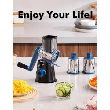 Geedel Rotary Cheese Grater & Slicer - 3 Blades