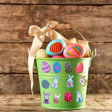 FAMYGFT 256PCS Easter Stickers for Kids,Easter Egg Sticker Cute Bunny Rabbit Holiday Sticker Funny Water Bottle Sticker Label for Envelope Scrapbooking Laptop Classroom Party Easter Basket Stuffer