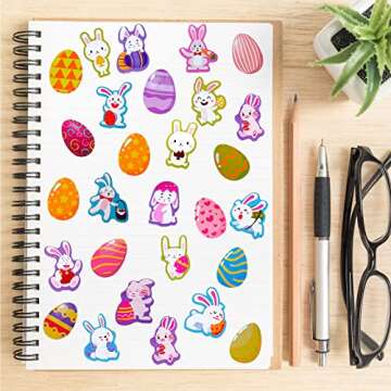 FAMYGFT 256PCS Easter Stickers for Kids,Easter Egg Sticker Cute Bunny Rabbit Holiday Sticker Funny Water Bottle Sticker Label for Envelope Scrapbooking Laptop Classroom Party Easter Basket Stuffer