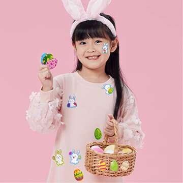FAMYGFT 256PCS Easter Stickers for Kids,Easter Egg Sticker Cute Bunny Rabbit Holiday Sticker Funny Water Bottle Sticker Label for Envelope Scrapbooking Laptop Classroom Party Easter Basket Stuffer