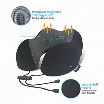 Travel Pillow, Neck Pillow for Airplane Travel, with Pure Memory Foam Neck Pillow, 3D Contoured Eye Mask, Earplugs, and Luxury Bag, by SamiraL