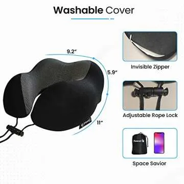 Travel Pillow, Neck Pillow for Airplane Travel, with Pure Memory Foam Neck Pillow, 3D Contoured Eye Mask, Earplugs, and Luxury Bag, by SamiraL