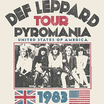 American Classics Def Leppard 1977 English Rock Band 1983 USA Pyromania Tour Natural JRS T-Shirt, Na...