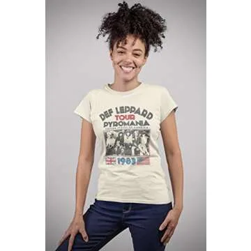 American Classics Def Leppard 1977 English Rock Band 1983 USA Pyromania Tour Natural JRS T-Shirt, Natural, Medium