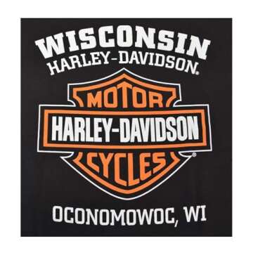 Harley-Davidson Men's Orange Bar & Shield Black T-Shirt 30290591 (M)