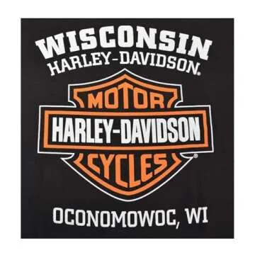 Harley-Davidson Men's Orange Bar & Shield Black T-Shirt 30290591 (M)