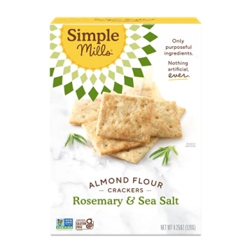 Simple Mills Almond Flour Crackers, Rosemary & Sea Salt - Healthy Vegan Snack 4.25 oz (1 Pack)