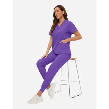 Comfortable VIAOLI Scrubs for Women with Pocket Top and Pants