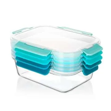 5 PACK Glass Meal Prep Containers, Food Storage Containers with Lids Airtight, Glass Bento Boxes, Microwave, Oven, Freezer and Dishwasher Safe, by SveBake