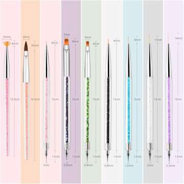TOCOLES Nail Art Brushes 9PCS Nail Brush Set with Liner Brush and Dotting Pens for Home and Professional Salon Use