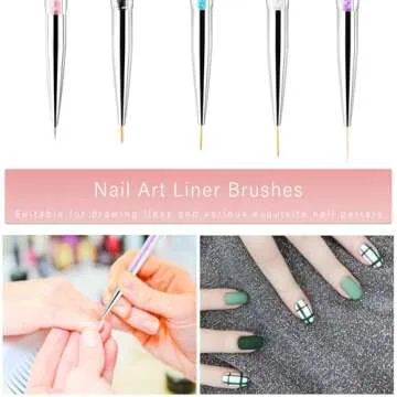 TOCOLES Nail Art Brushes 9PCS Nail Brush Set with Liner Brush and Dotting Pens for Home and Professional Salon Use